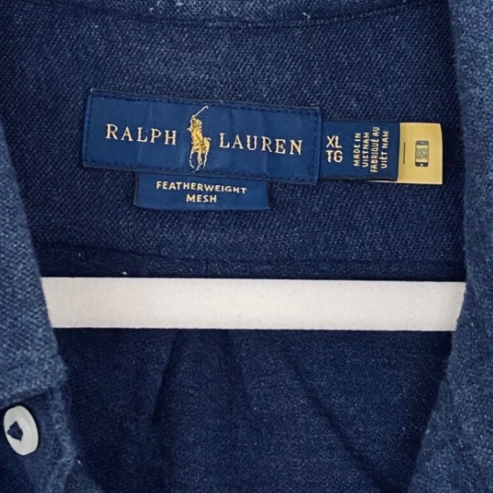 Ralph Lauren Men's Navy Blue Featherweight Mesh Button Down Size XL - Picture 5 of 8